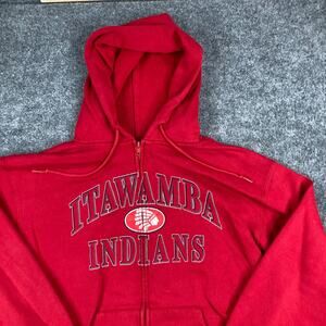 Jansport Hoodie Mens Size L Red Full Zip Itawamba Indians Graphic Sweatshirt